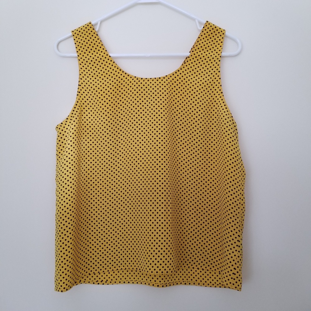 Kasper ASL Petite Yellow & Black Dot Blouse - 10P